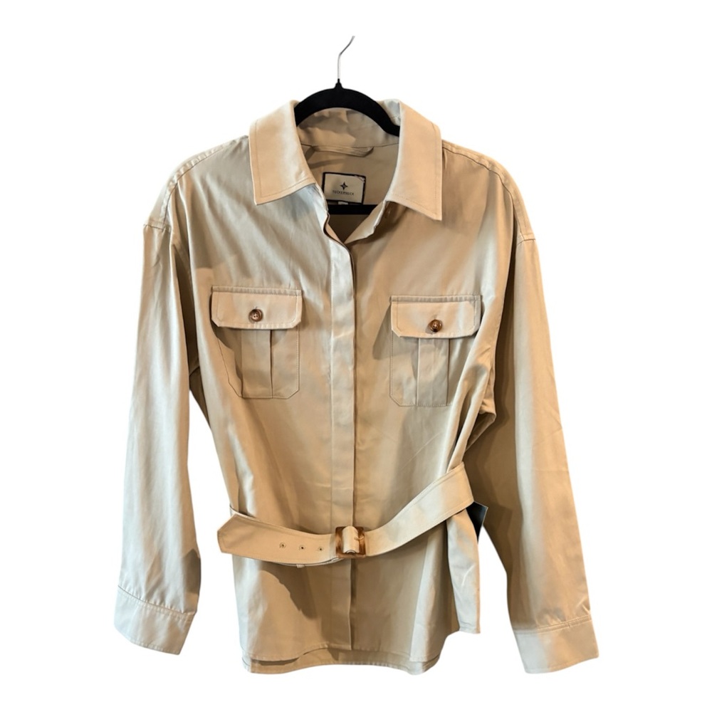 NWT Tuckernuck Belted Safari Utility Shirt Fawn – Tan –  Jacket Size Medium - Picture 2 of 14